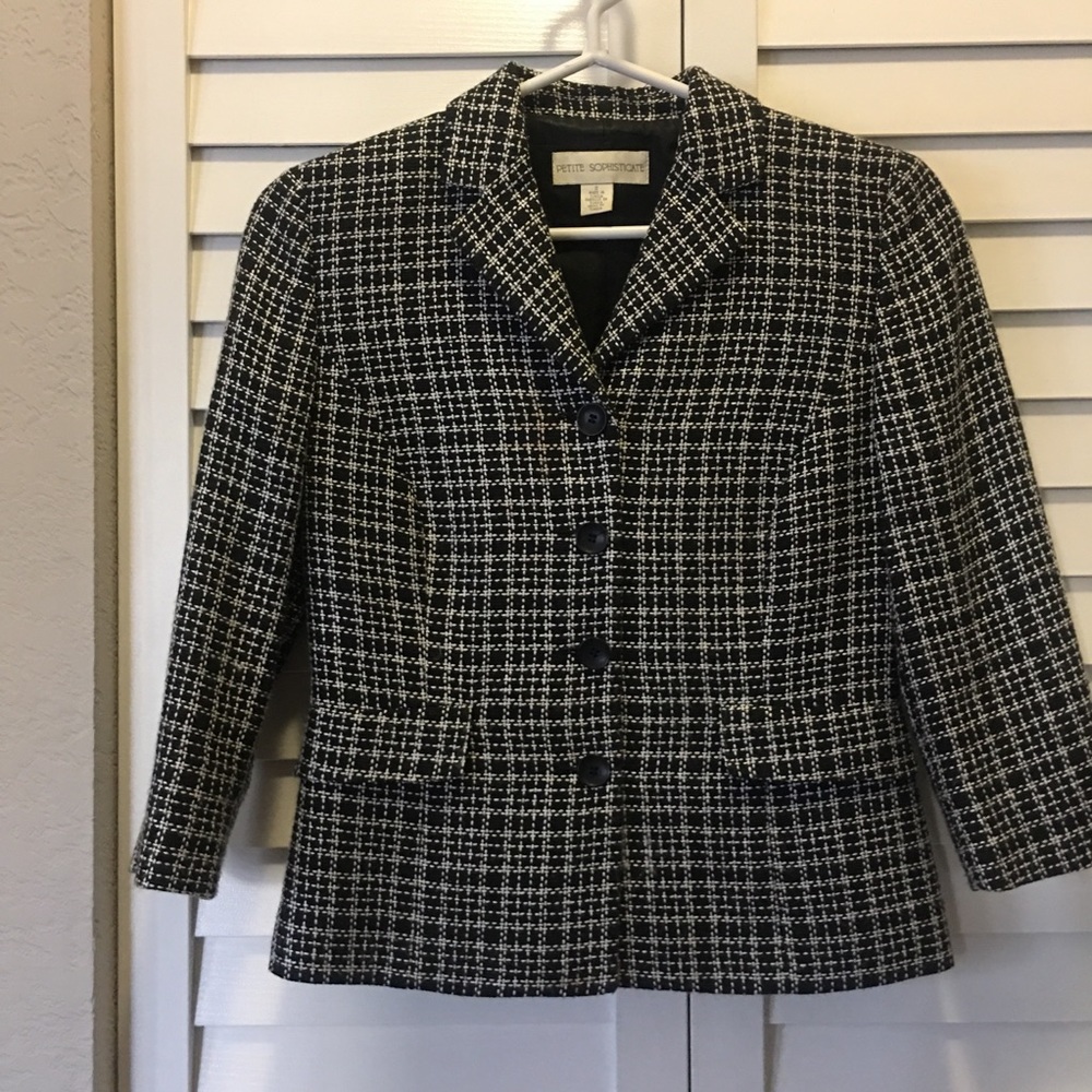 Petite Sophisticate Blazer with Houndstooth Print